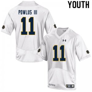 Notre Dame Fighting Irish Youth Ron Powlus III #11 White Under Armour Authentic Stitched College NCAA Football Jersey KLU6799QD